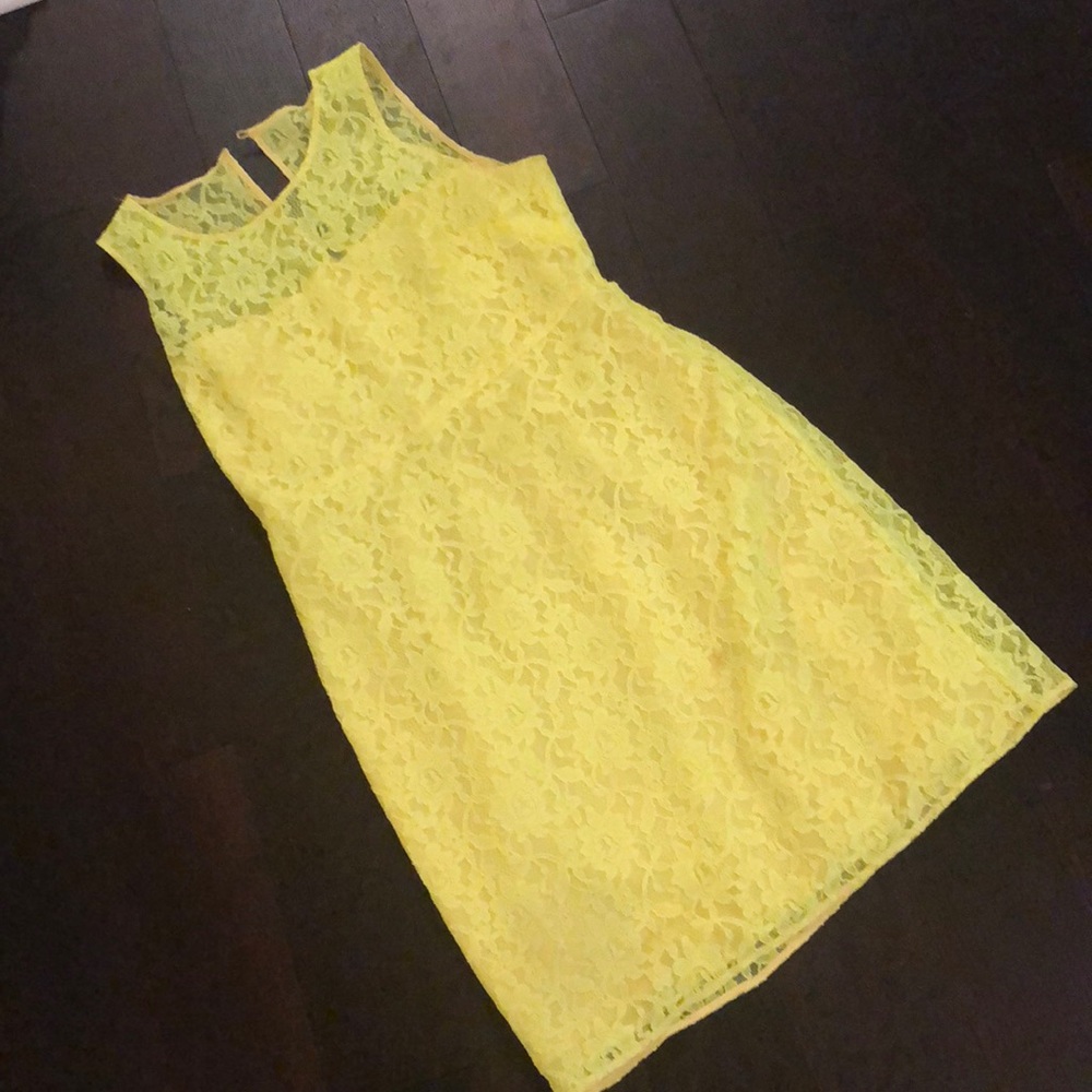 Neon Yellow J.crew Lace Dress